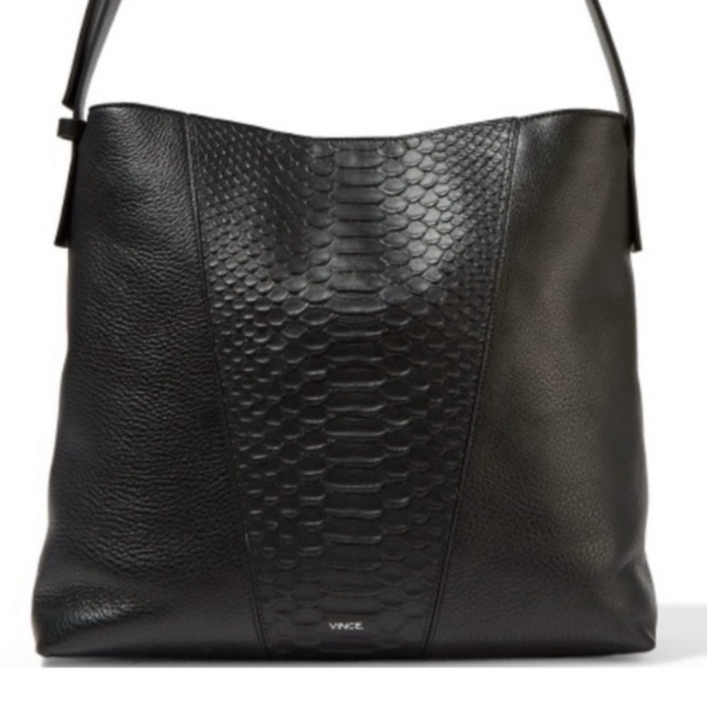 VINCE Modern V Stamped Python Medium Hobo